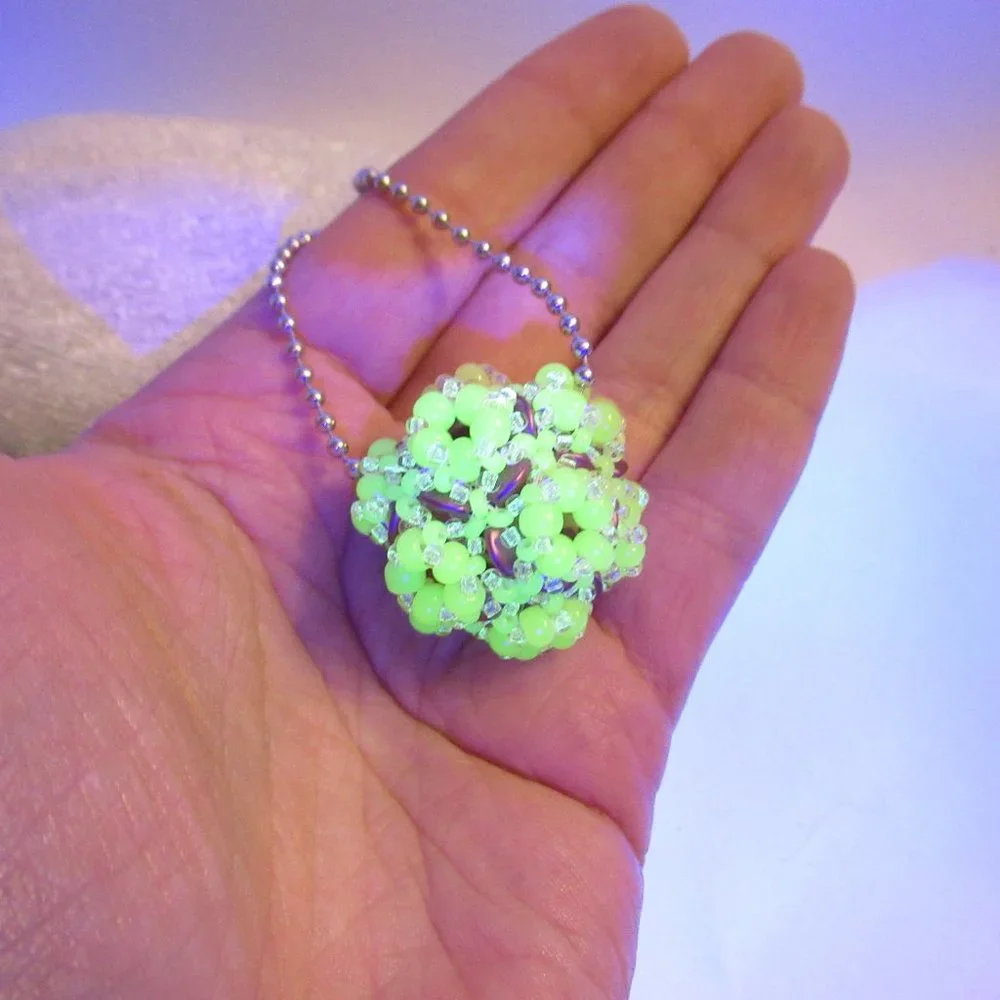 Handwoven Uranium and Glow in the dark Pendant